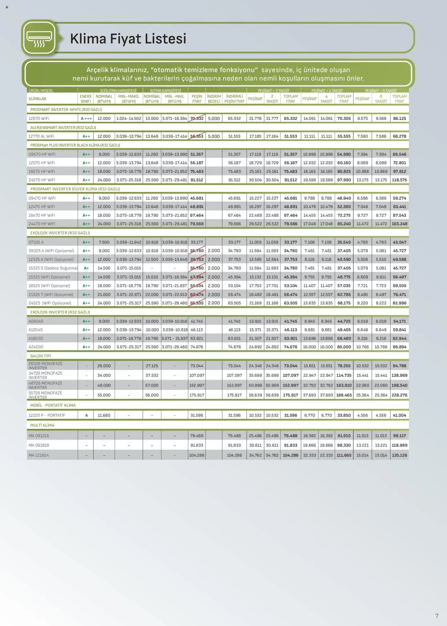 Arçelik - İklimlendirme Kataloğu