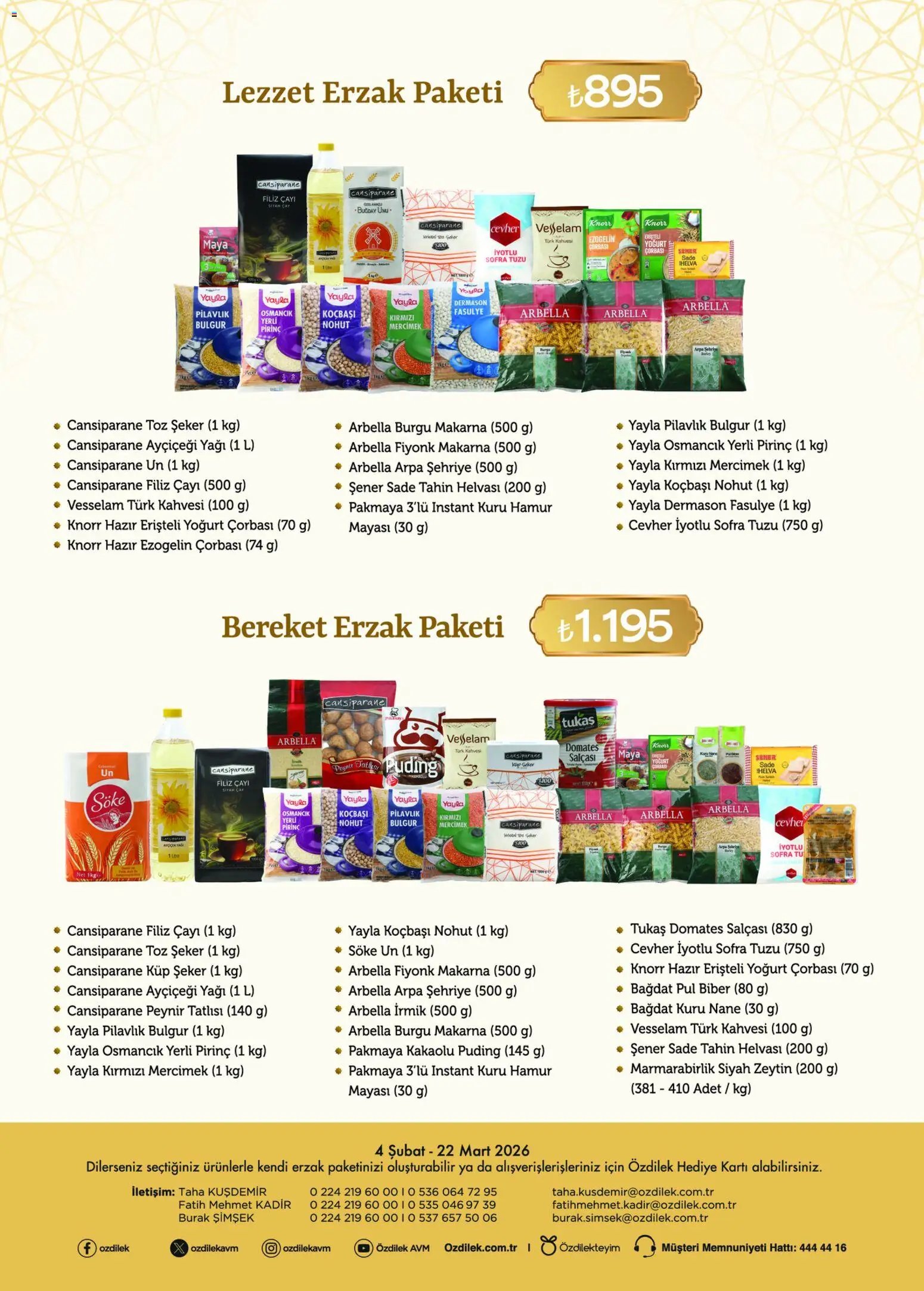 Özdilek Katalog Ramazan Erzak Paketleri