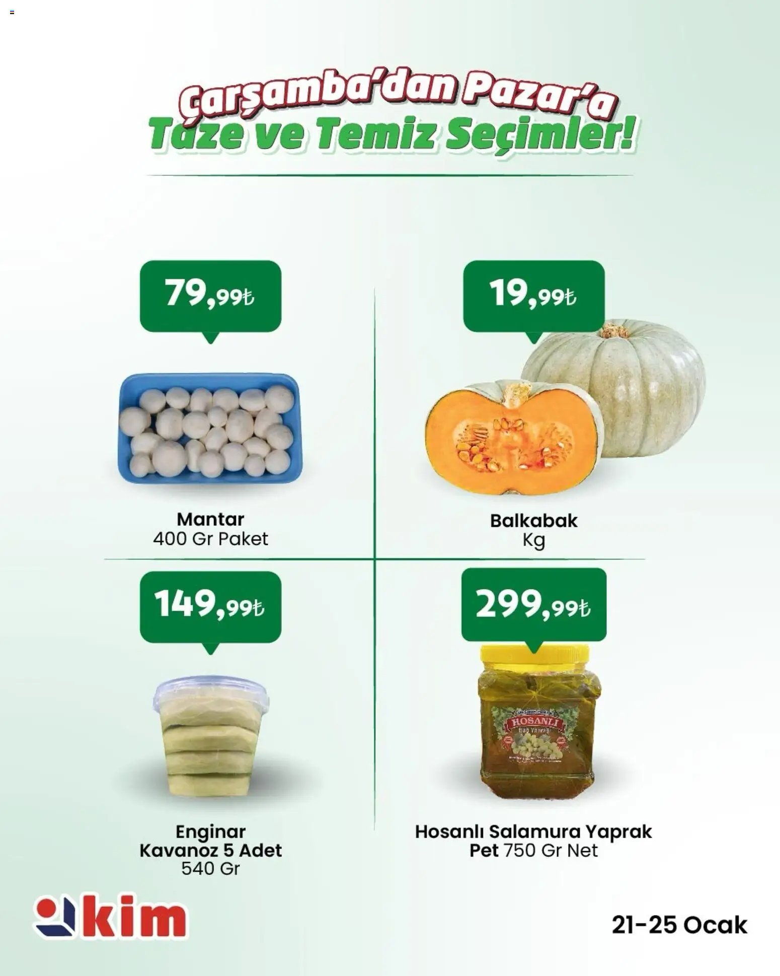 Kim Market Çarşamba’dan Pazar’a Taze ve Temiz Seçimler