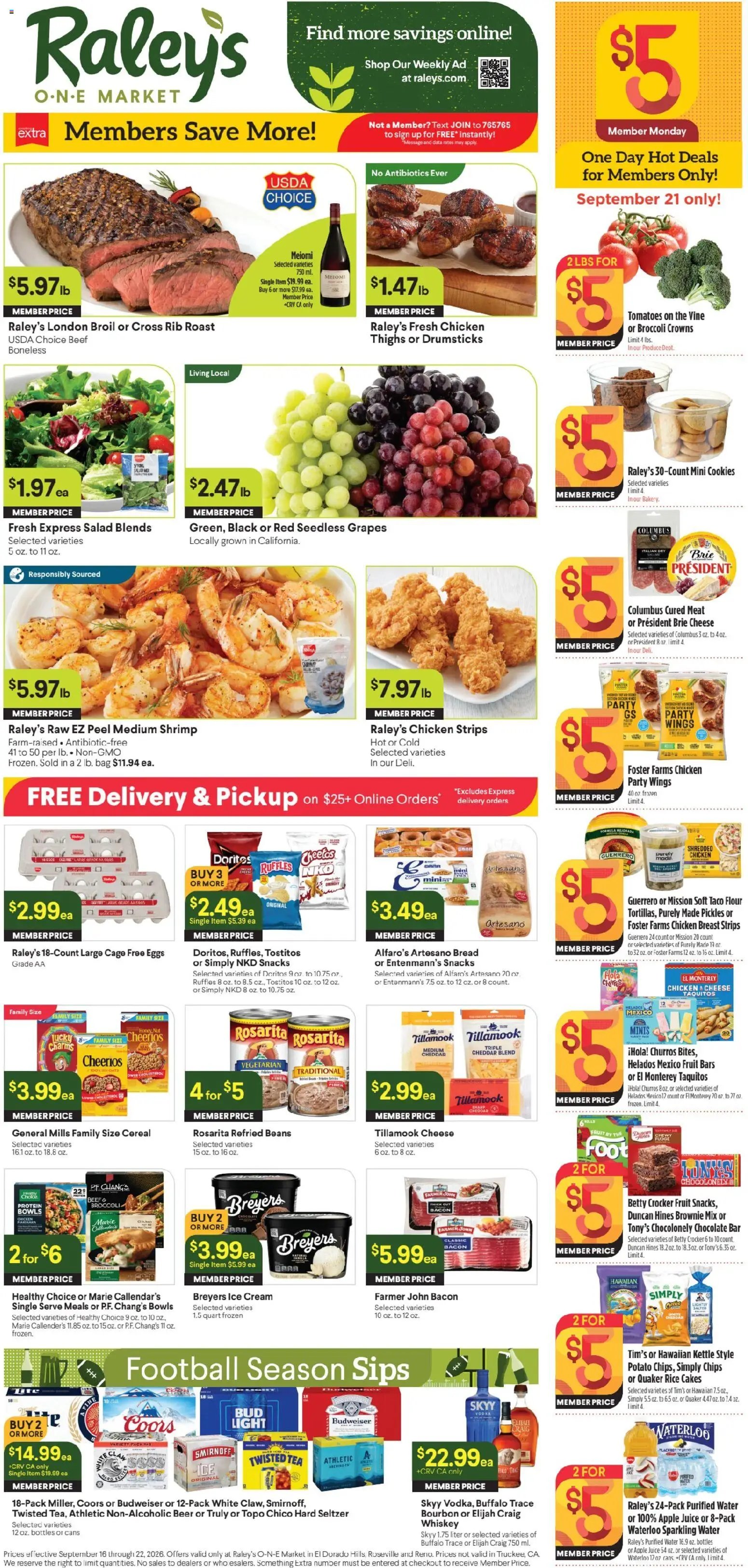Raley's - Raley's ONE Market Weekly Ad 9/16-9/22