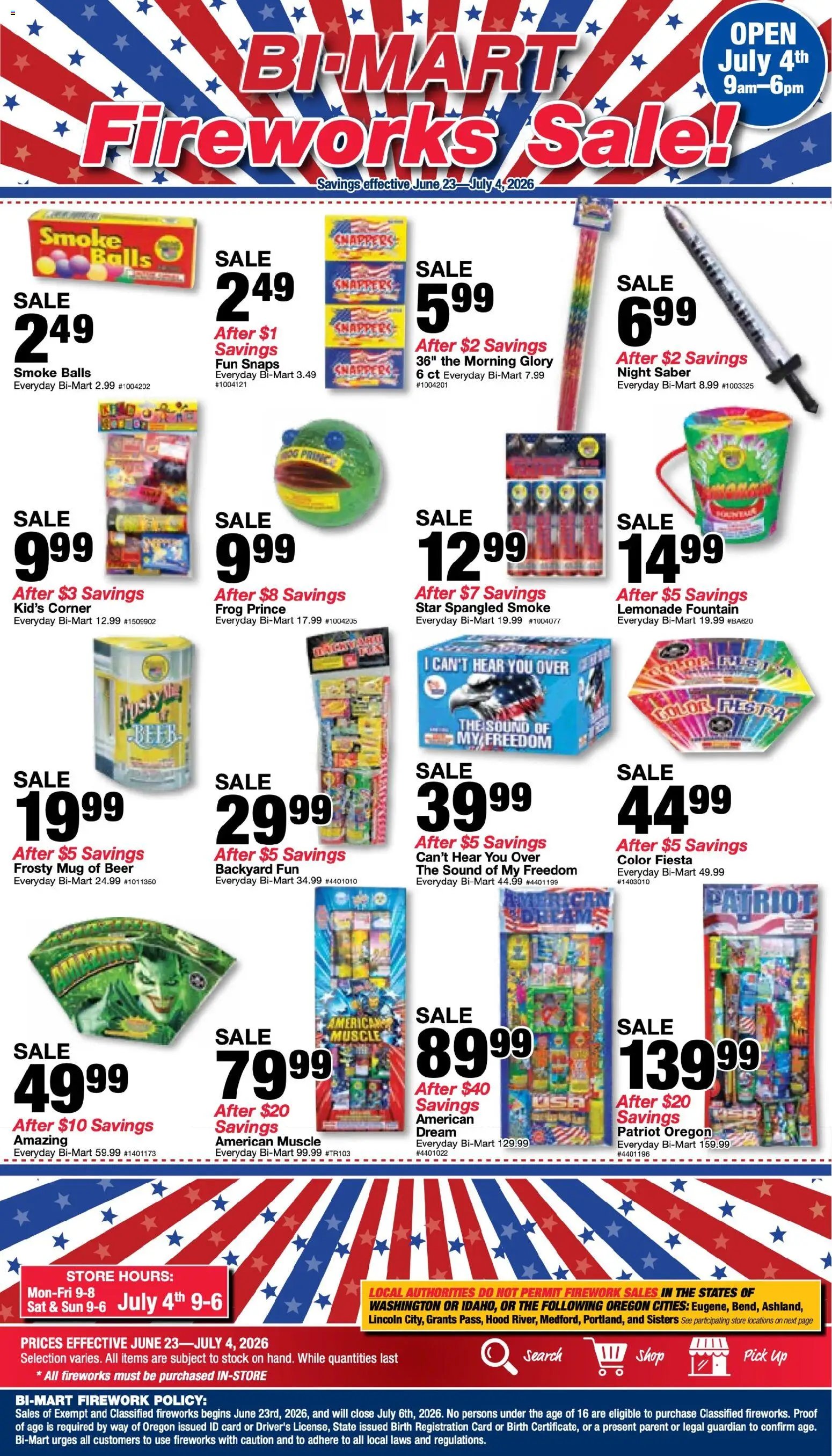 Bi-Mart Fireworks Sale