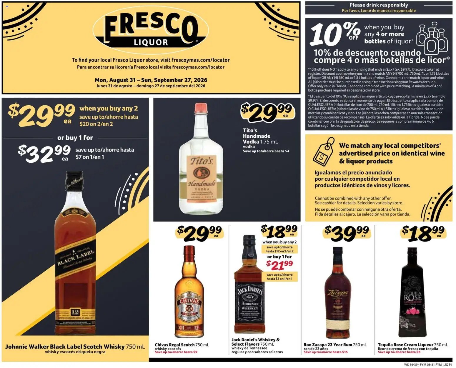 Fresco y Más Alcohol Flyer