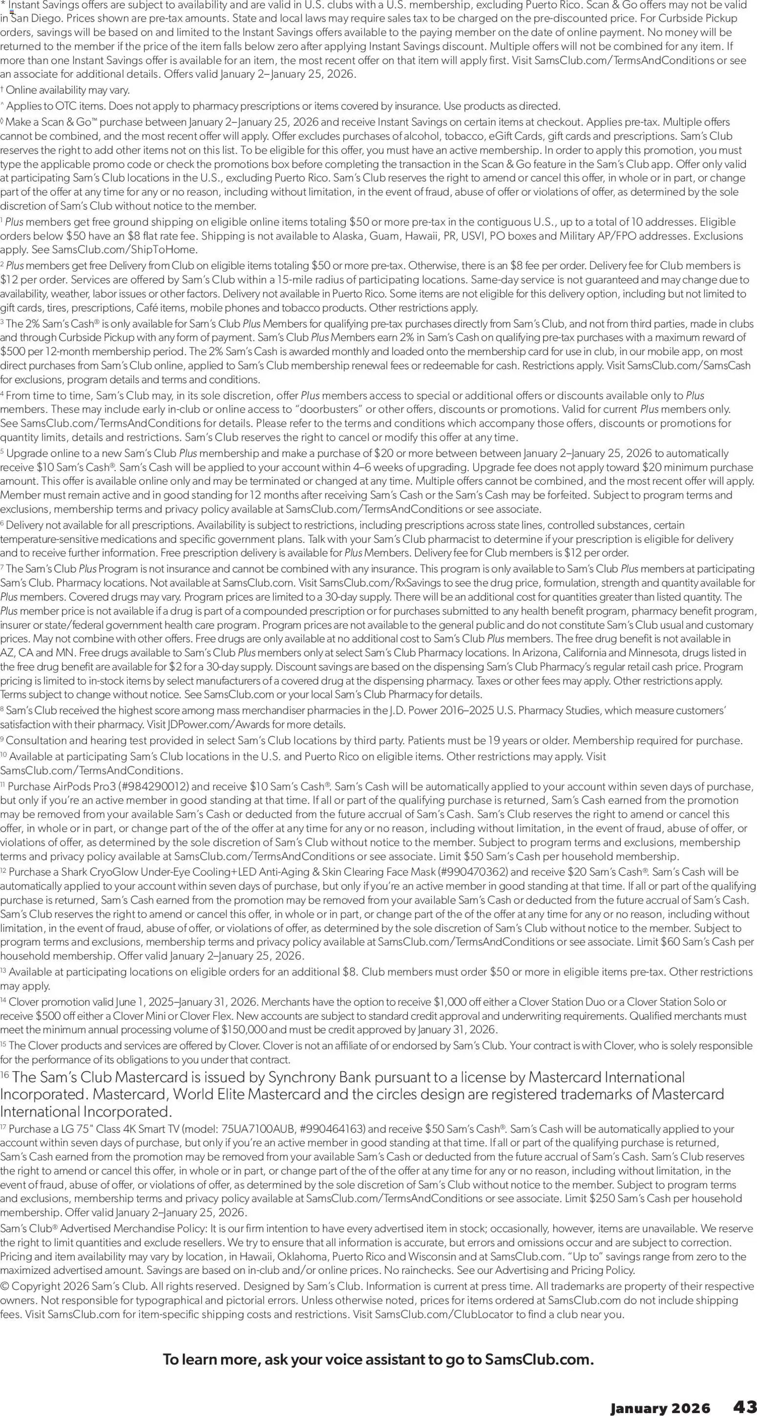 Sam's Club Instant Savings Book January