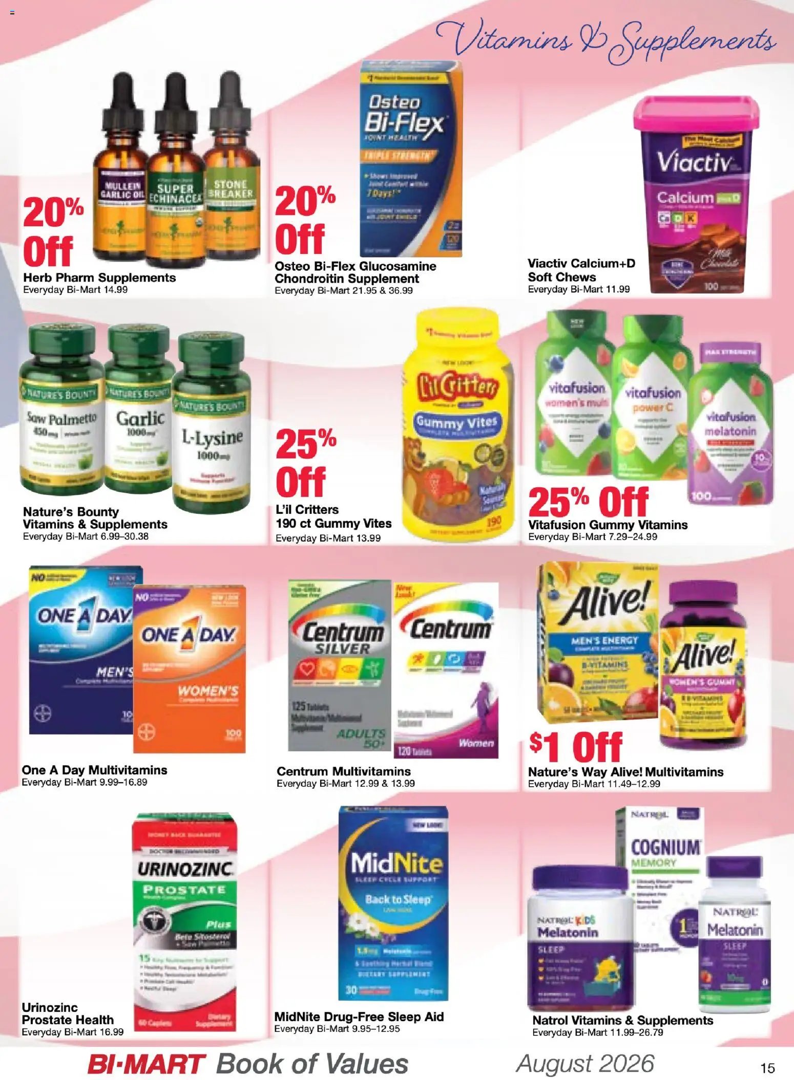 Bi-Mart August Health & Beauty Book of Values
