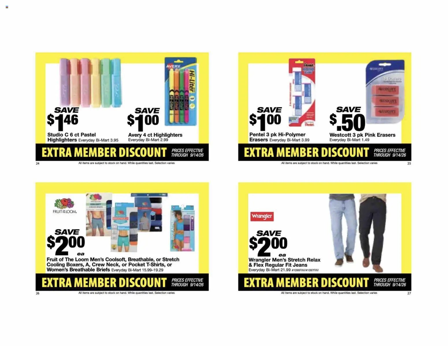 Bi-Mart Extra Member Discount Book