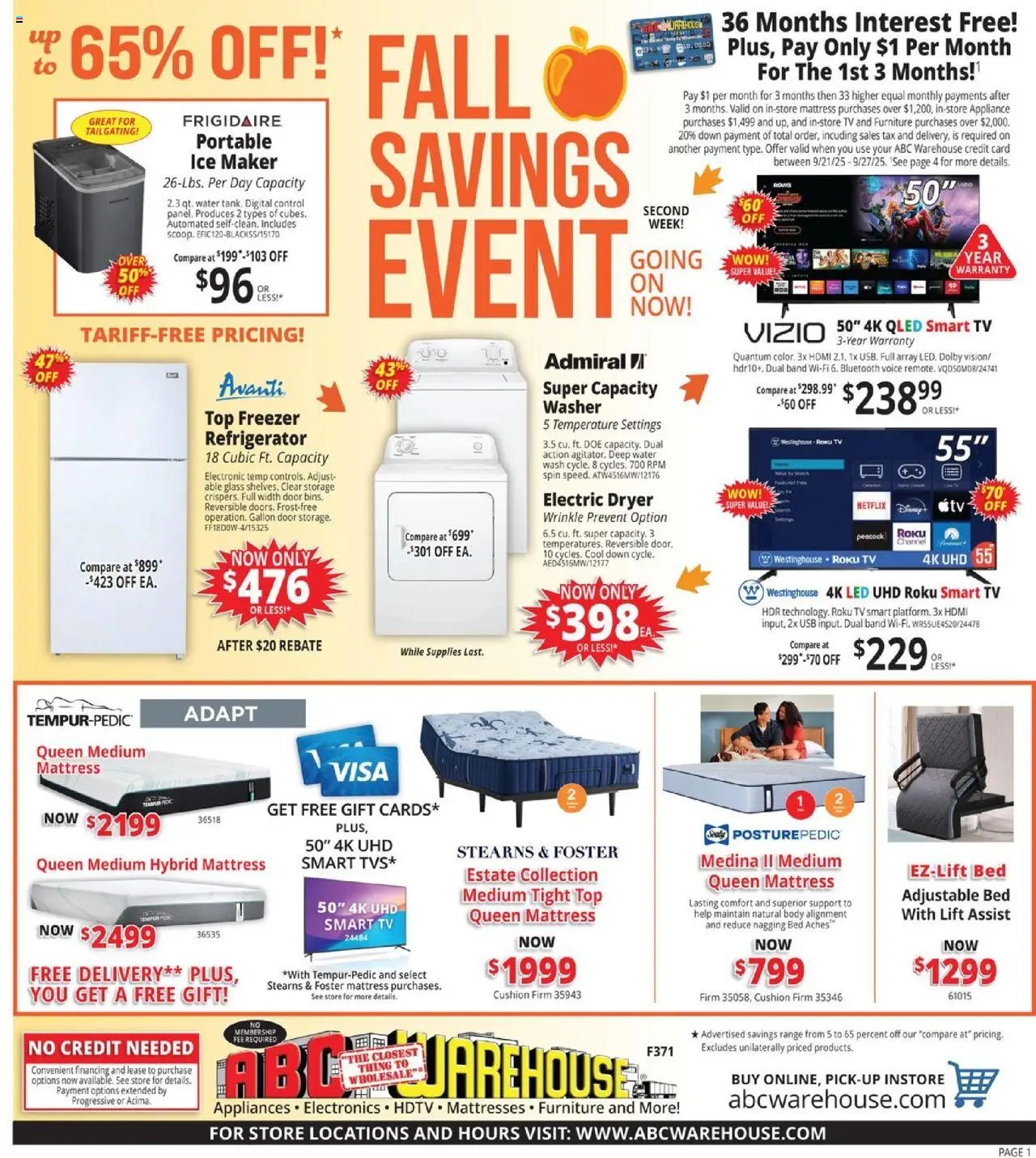 ABC Warehouse Weekly Ad (2025-09-21 - 2025-09-27) | 1