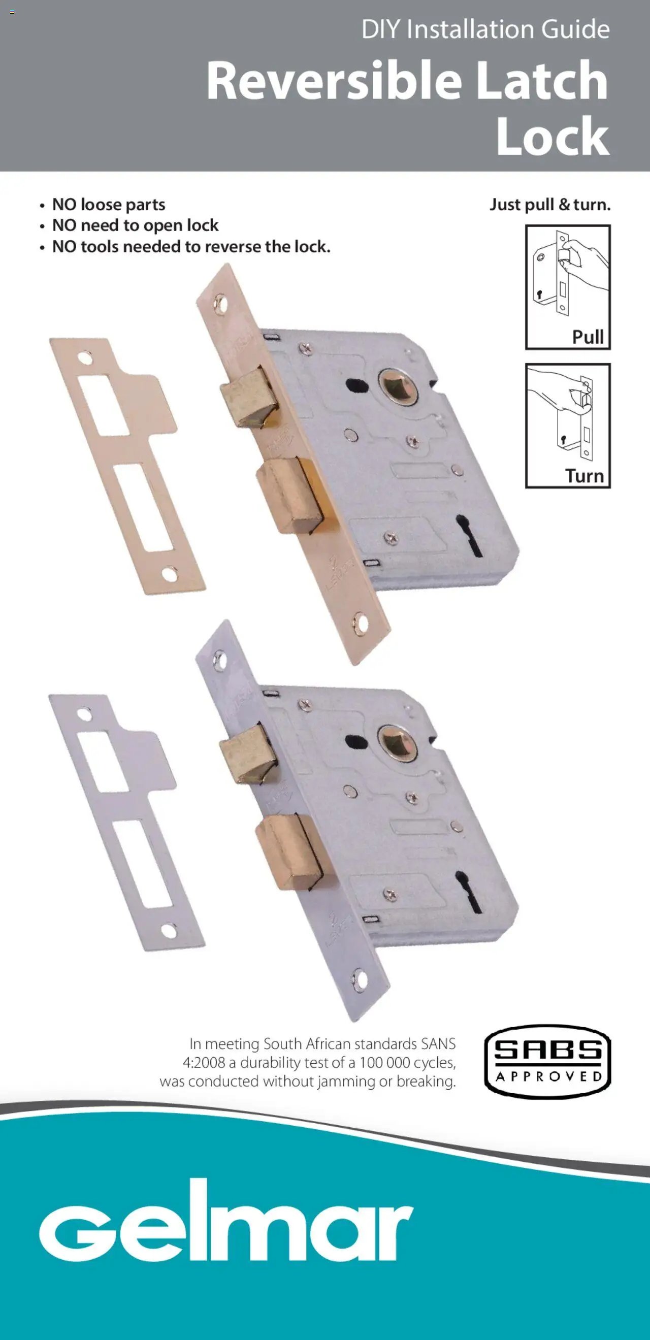 Gelmar - Reversible Latch Lock