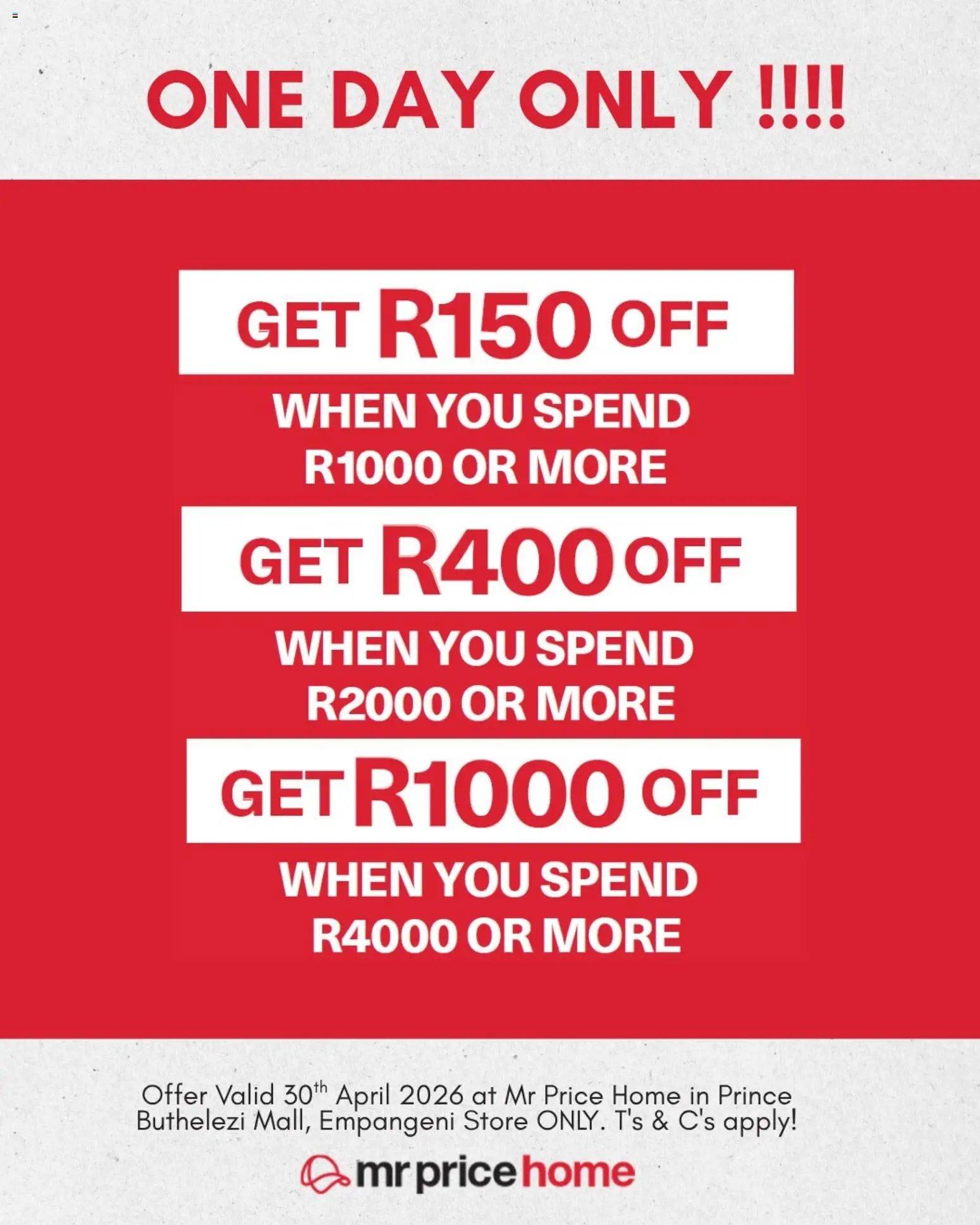 MRP Home Prince Buthelezi Mall Opening  (2026-04-30 - 2026-04-30) | 2
