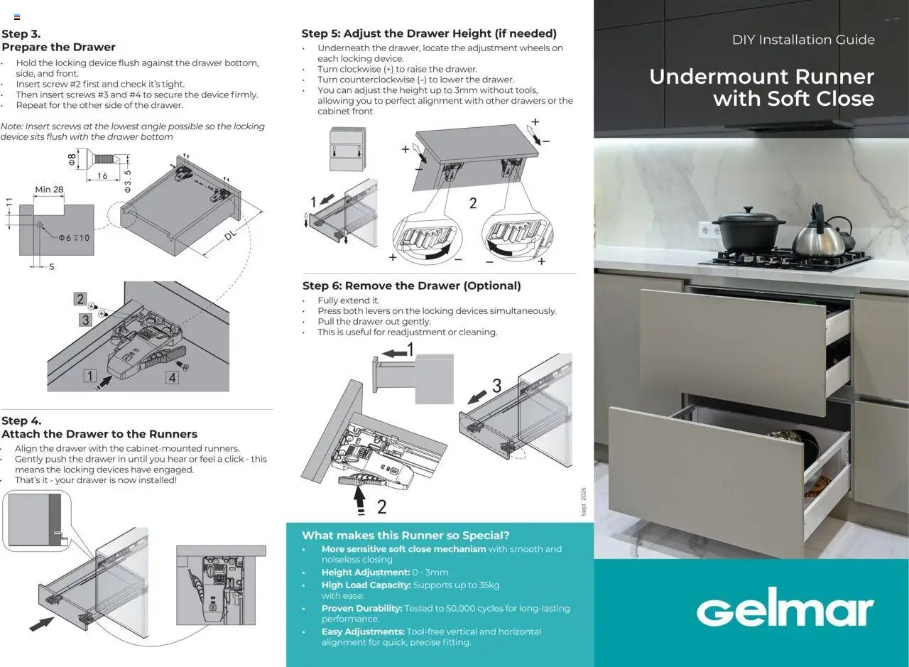 Gelmar - Undermount Runner with Soft Close