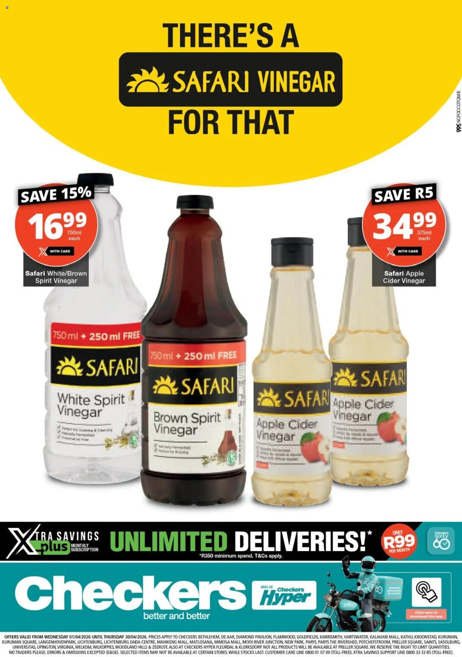 Checkers - Northern Cape - Safari Vinegar Promotion (2026-04-01 - 2026-04-30) | 1