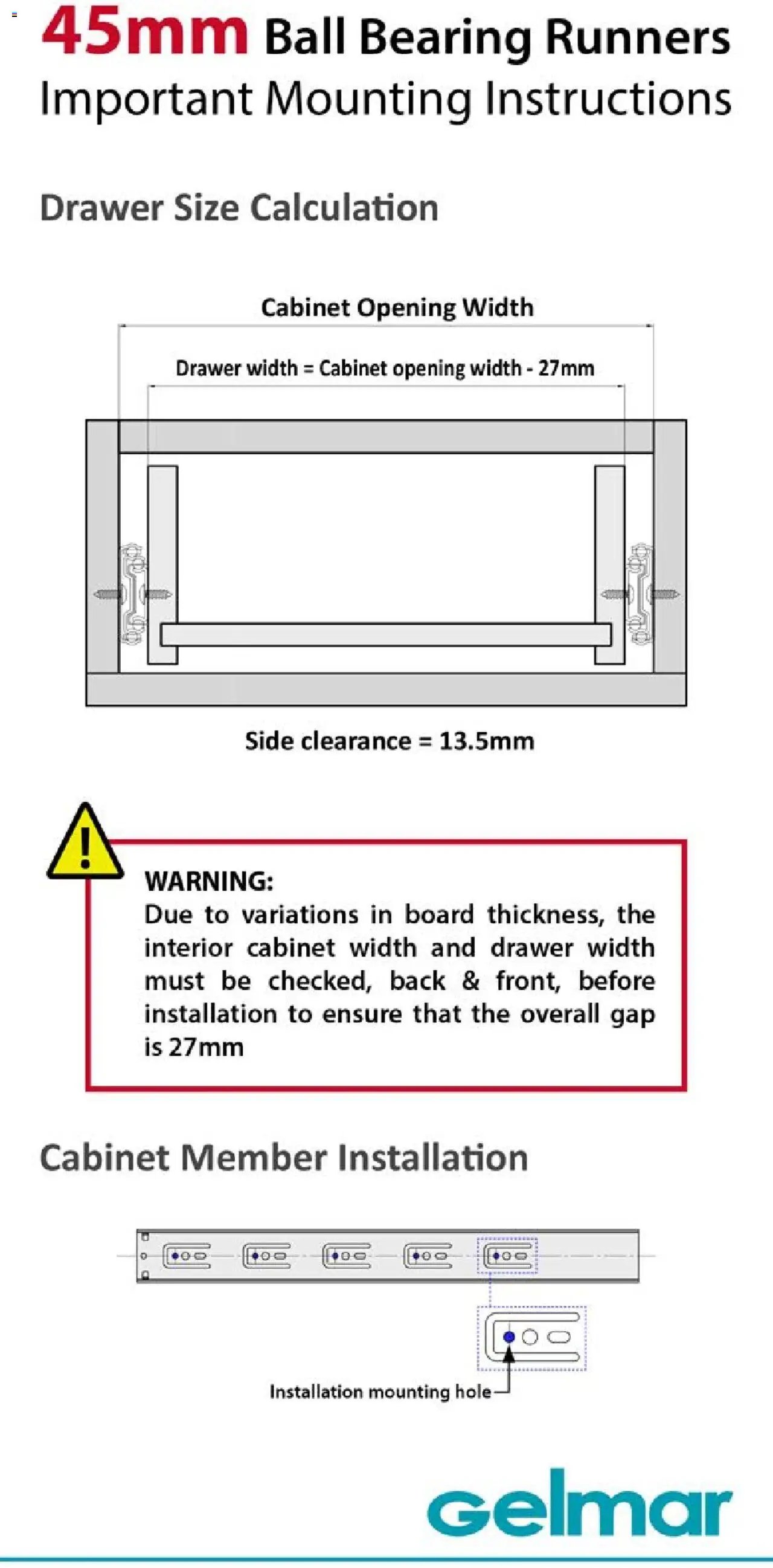 Gelmar - 45mm Ball Bearing Runner