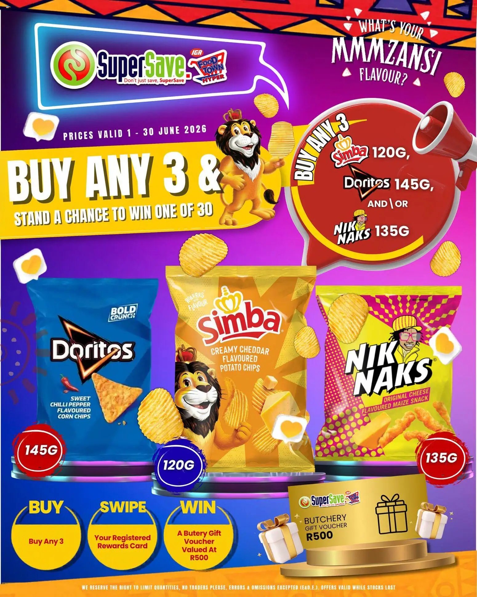 Super Save Snack, swipe & WIN!