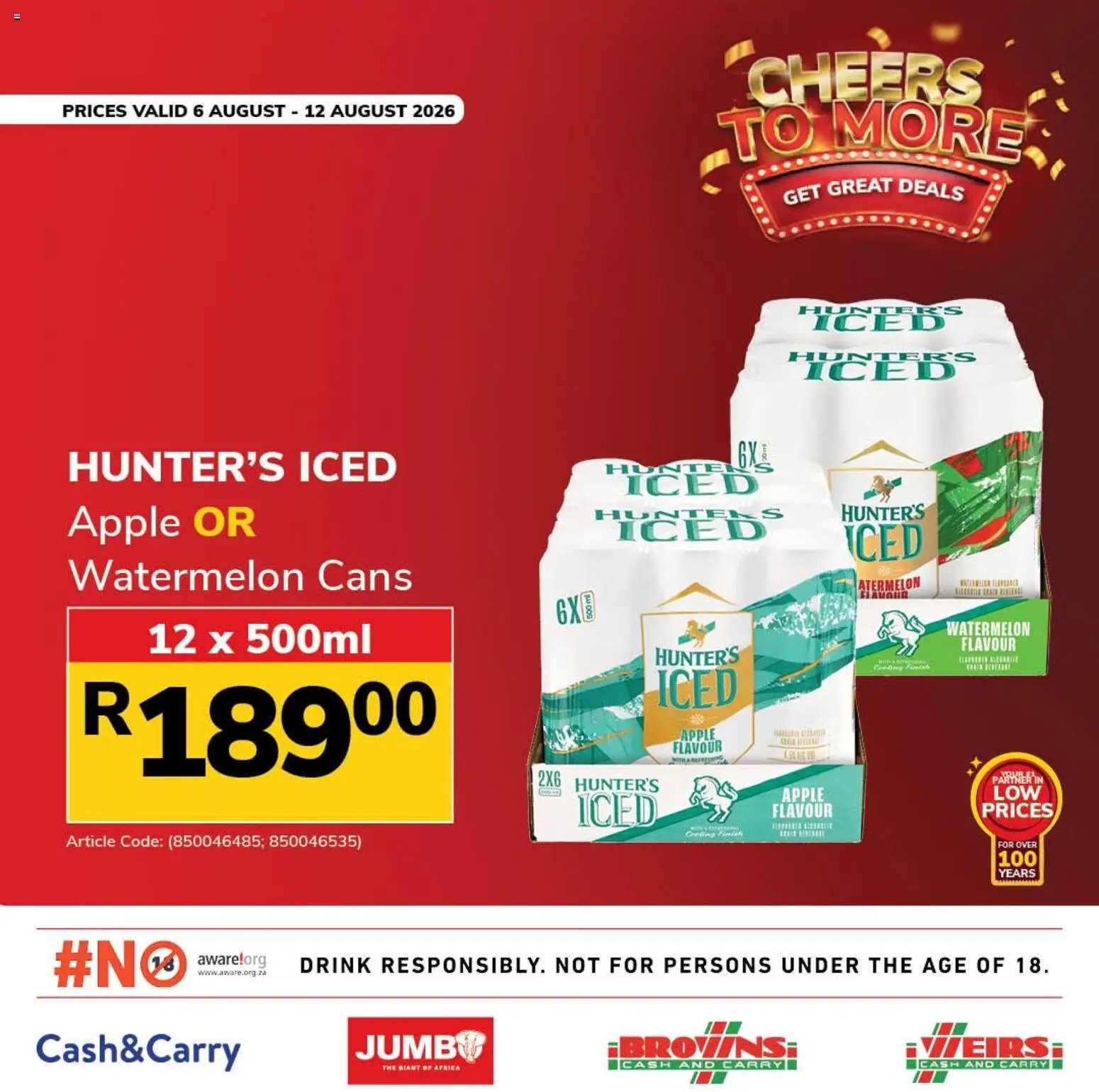 Jumbo Mid-month. Major savings. Liquor Specials