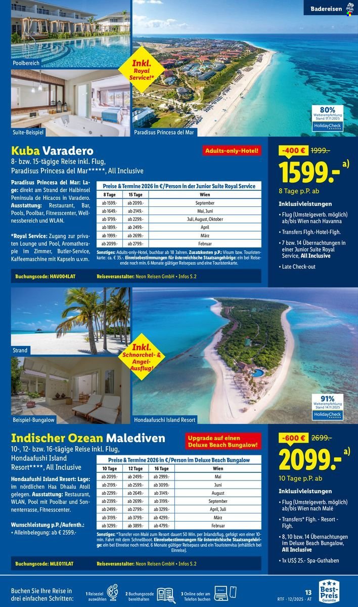 LIDL Flugblatt - Reisen - Dezember/Jänner Reise-Highlights