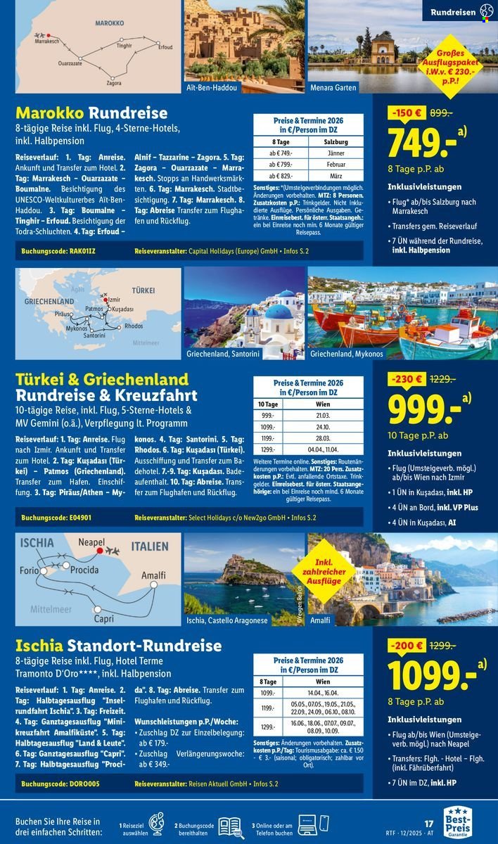 LIDL Flugblatt - Reisen - Dezember/Jänner Reise-Highlights