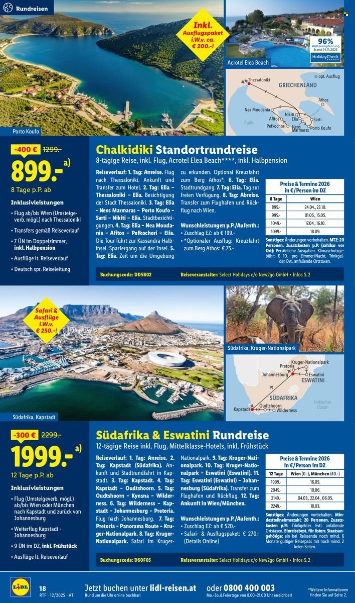 LIDL Flugblatt - Reisen - Dezember/Jänner Reise-Highlights
