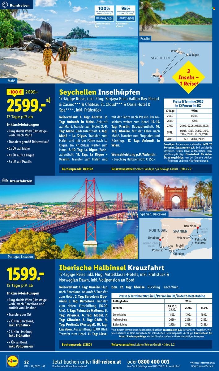 LIDL Flugblatt - Reisen - Dezember/Jänner Reise-Highlights