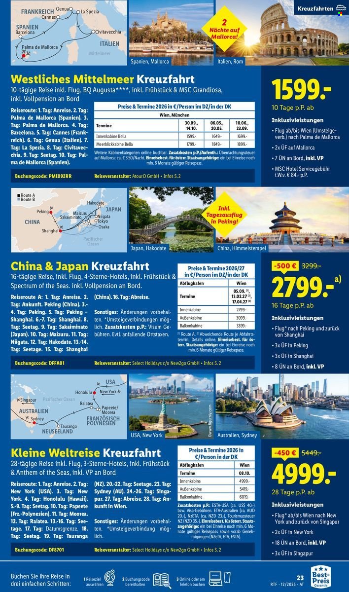 LIDL Flugblatt - Reisen - Dezember/Jänner Reise-Highlights