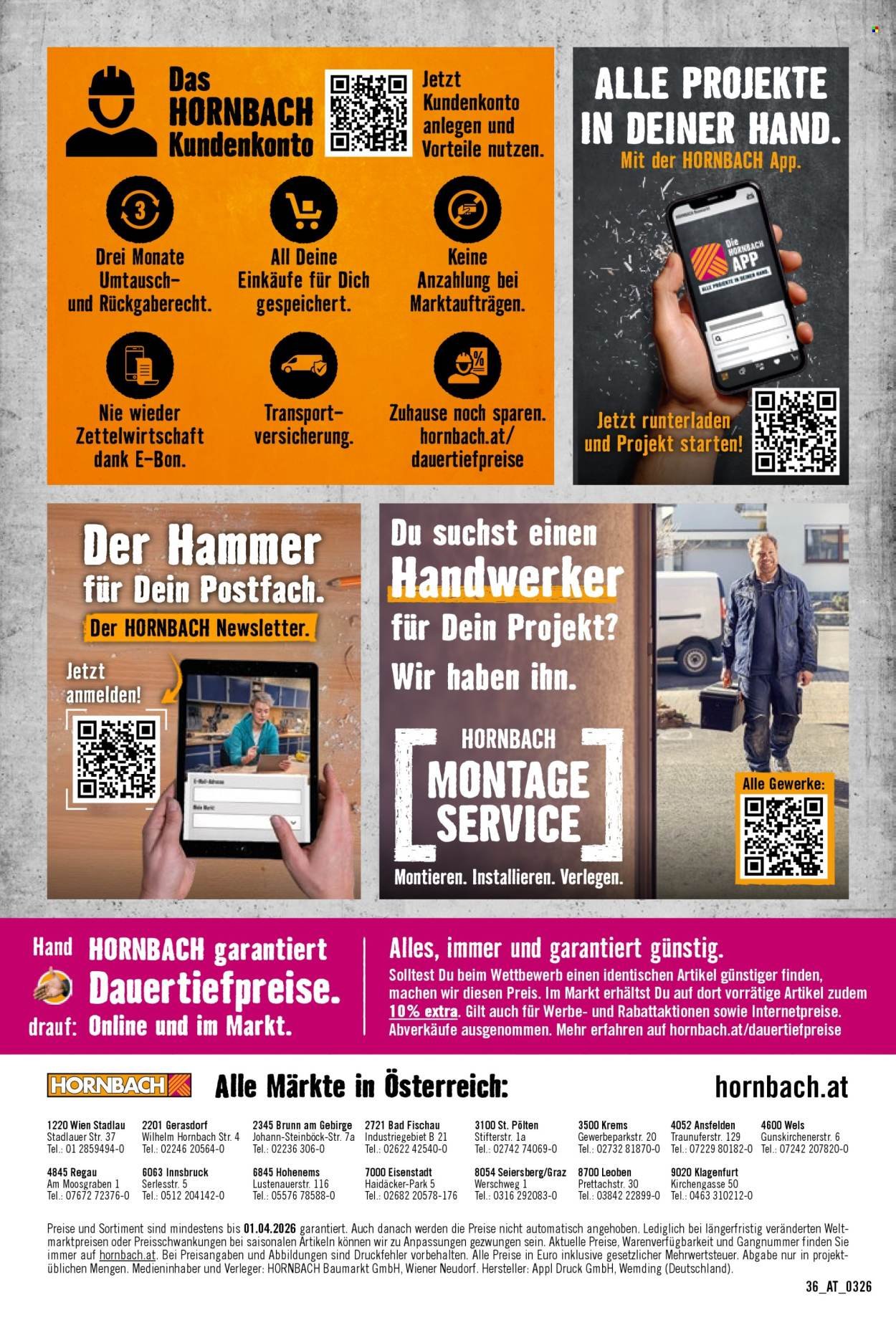 HORNBACH Flugblatt - Bau nicht. Errichte ein Denkmal