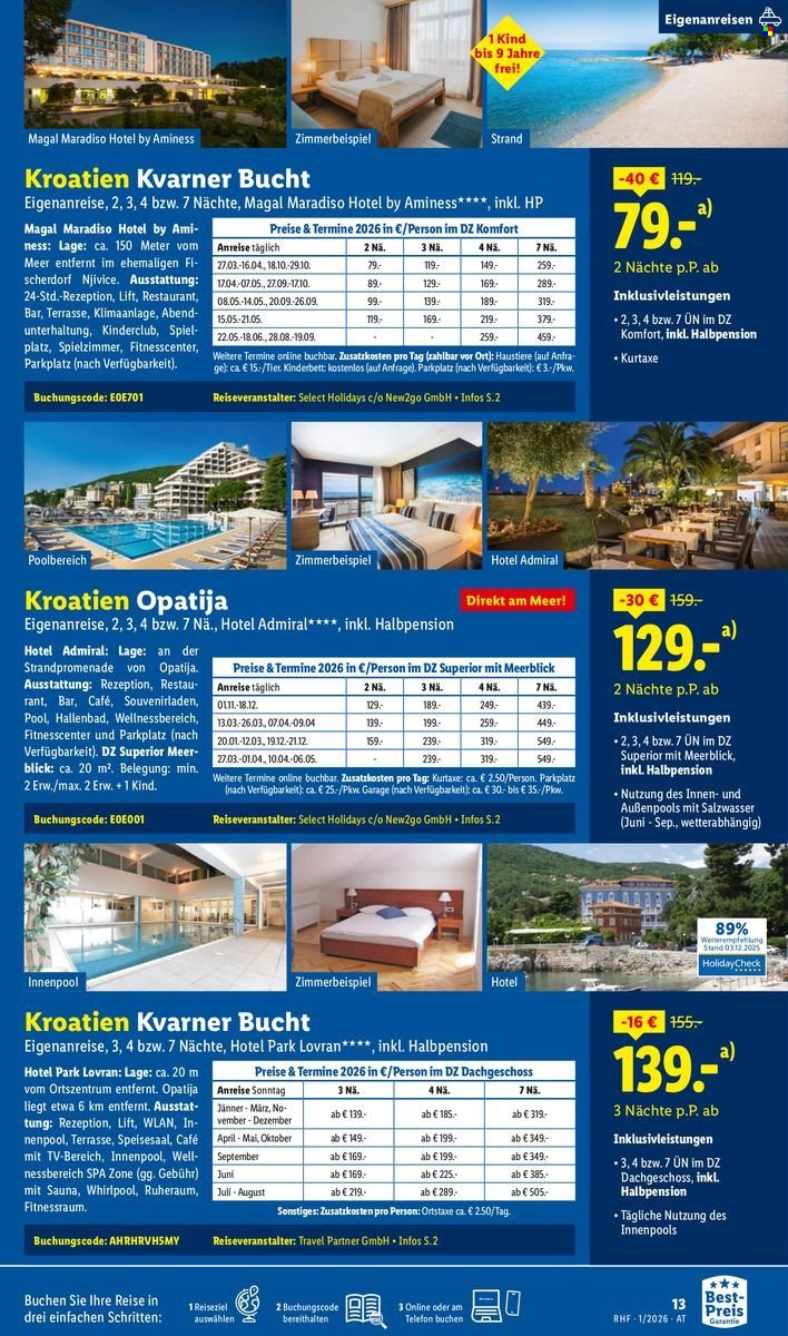 LIDL Flugblatt - Jänner Reise-Highlights