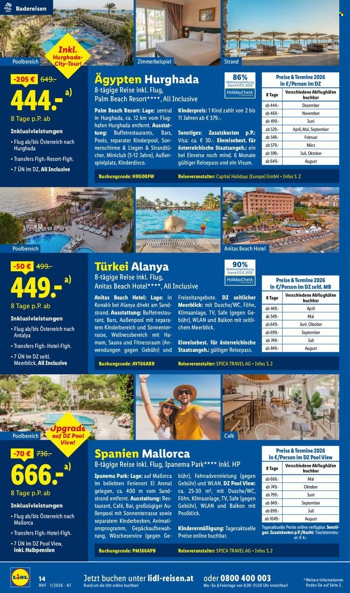 LIDL Flugblatt - Jänner Reise-Highlights