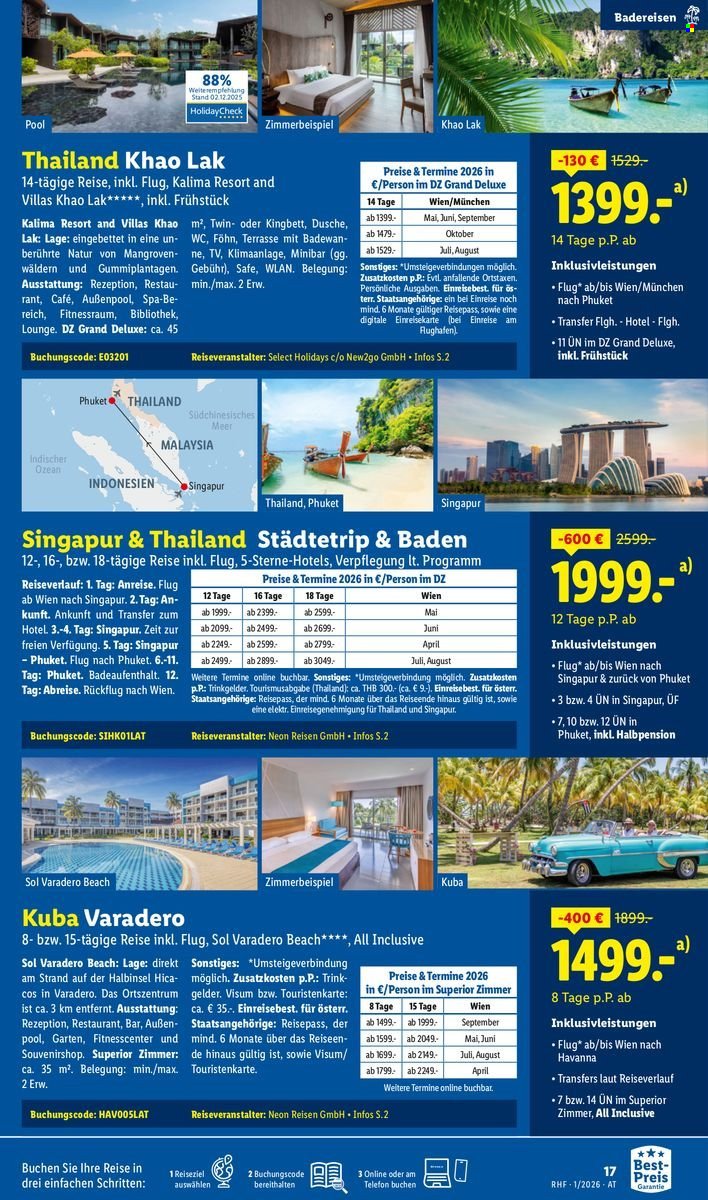 LIDL Flugblatt - Jänner Reise-Highlights