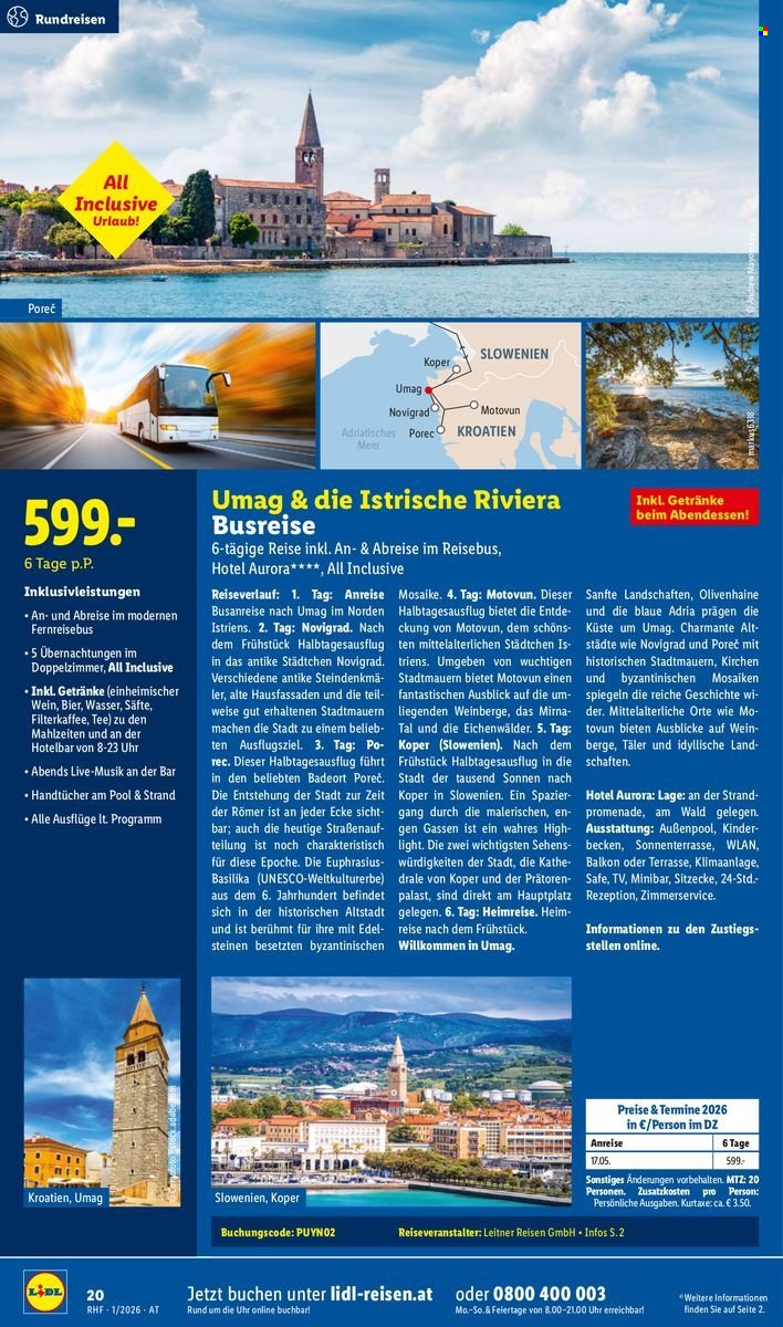 LIDL Flugblatt - Jänner Reise-Highlights