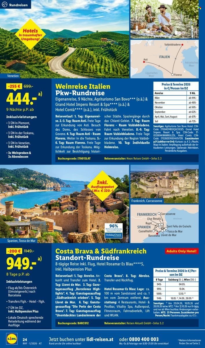 LIDL Flugblatt - Jänner Reise-Highlights