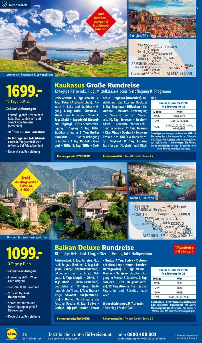 LIDL Flugblatt - Jänner Reise-Highlights