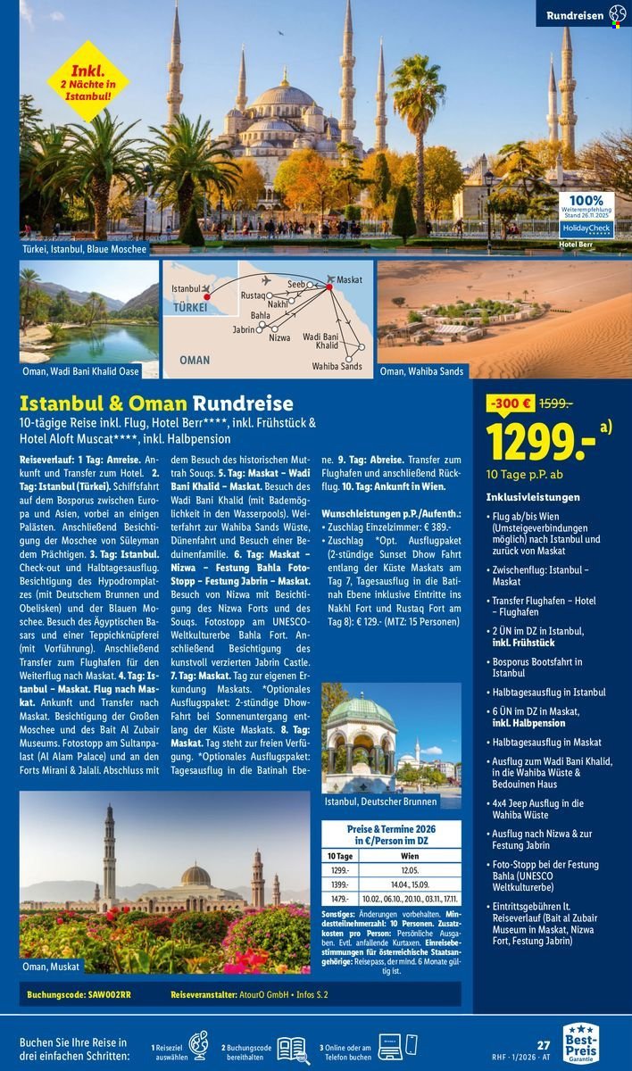 LIDL Flugblatt - Jänner Reise-Highlights