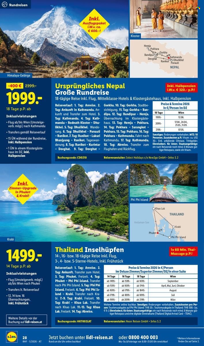 LIDL Flugblatt - Jänner Reise-Highlights
