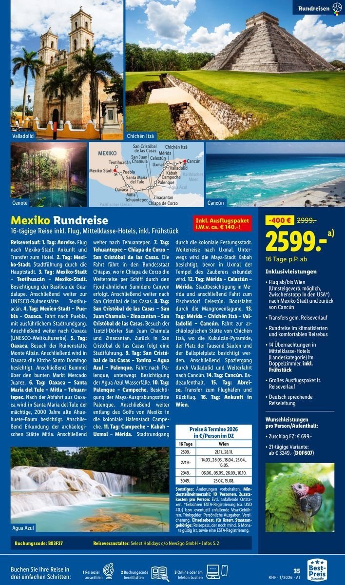 LIDL Flugblatt - Jänner Reise-Highlights