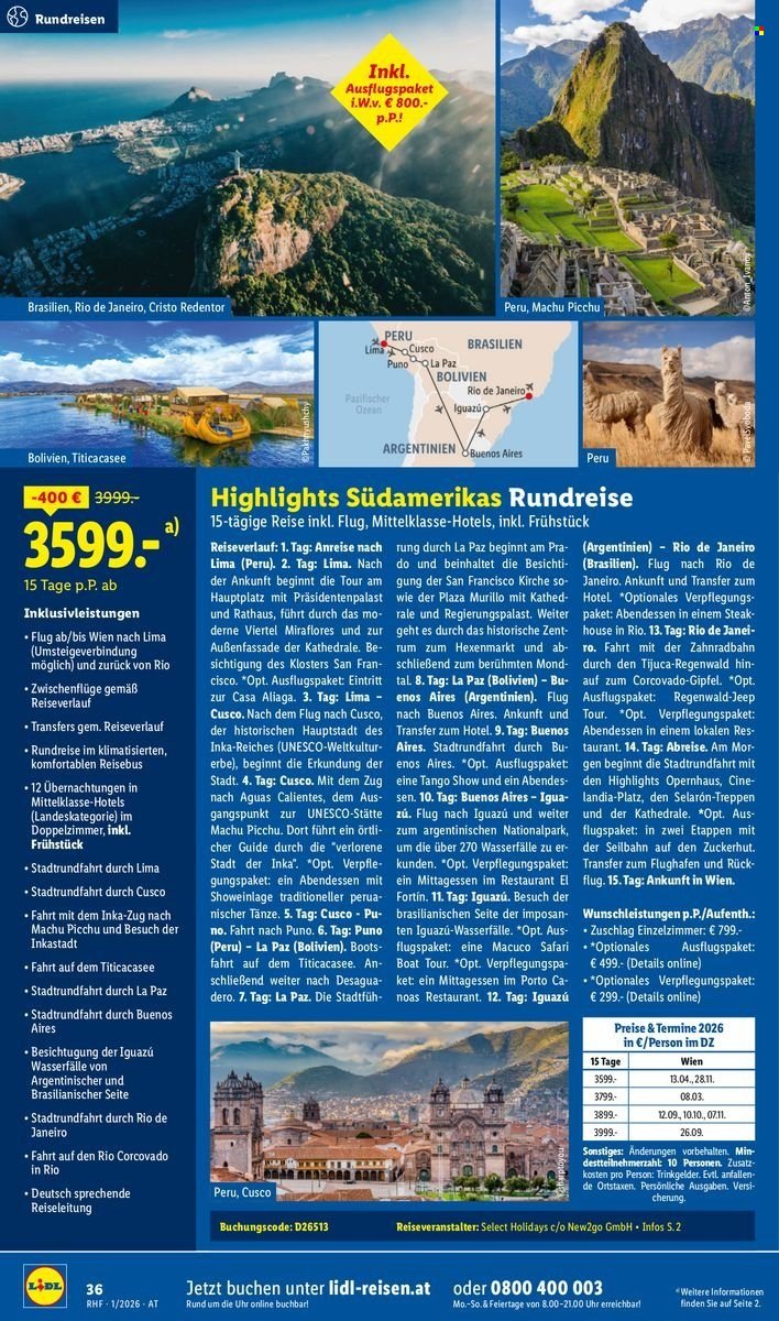 LIDL Flugblatt - Jänner Reise-Highlights