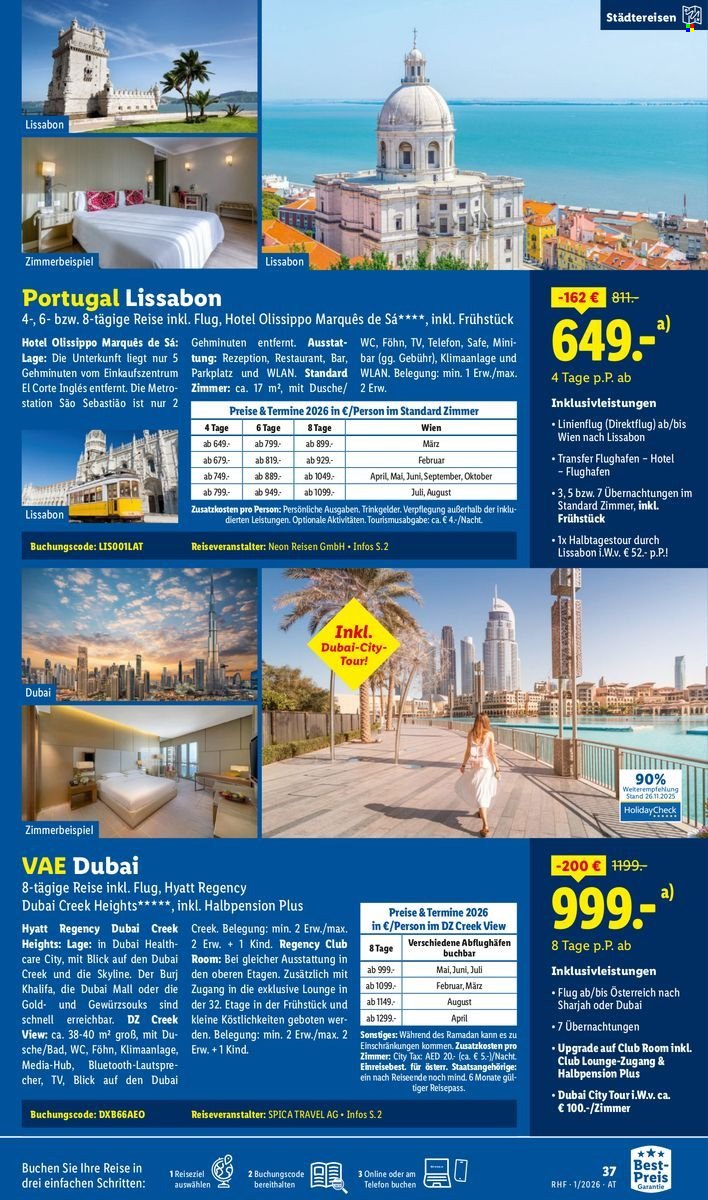LIDL Flugblatt - Jänner Reise-Highlights