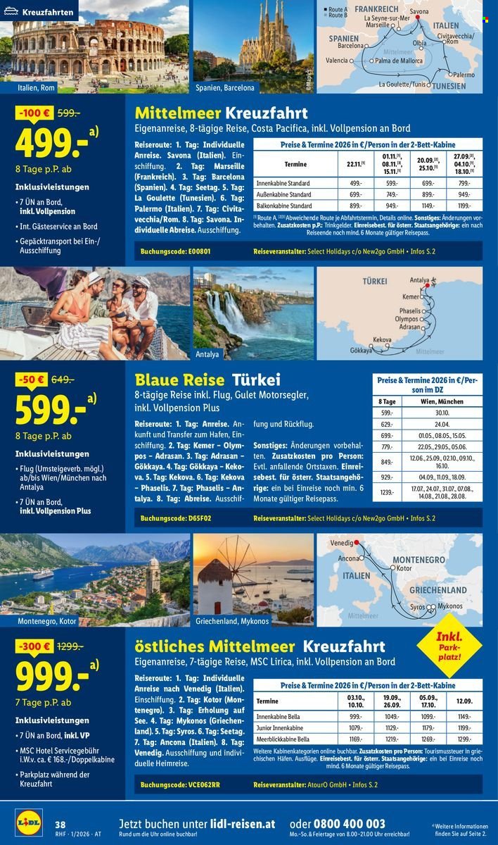 LIDL Flugblatt - Jänner Reise-Highlights