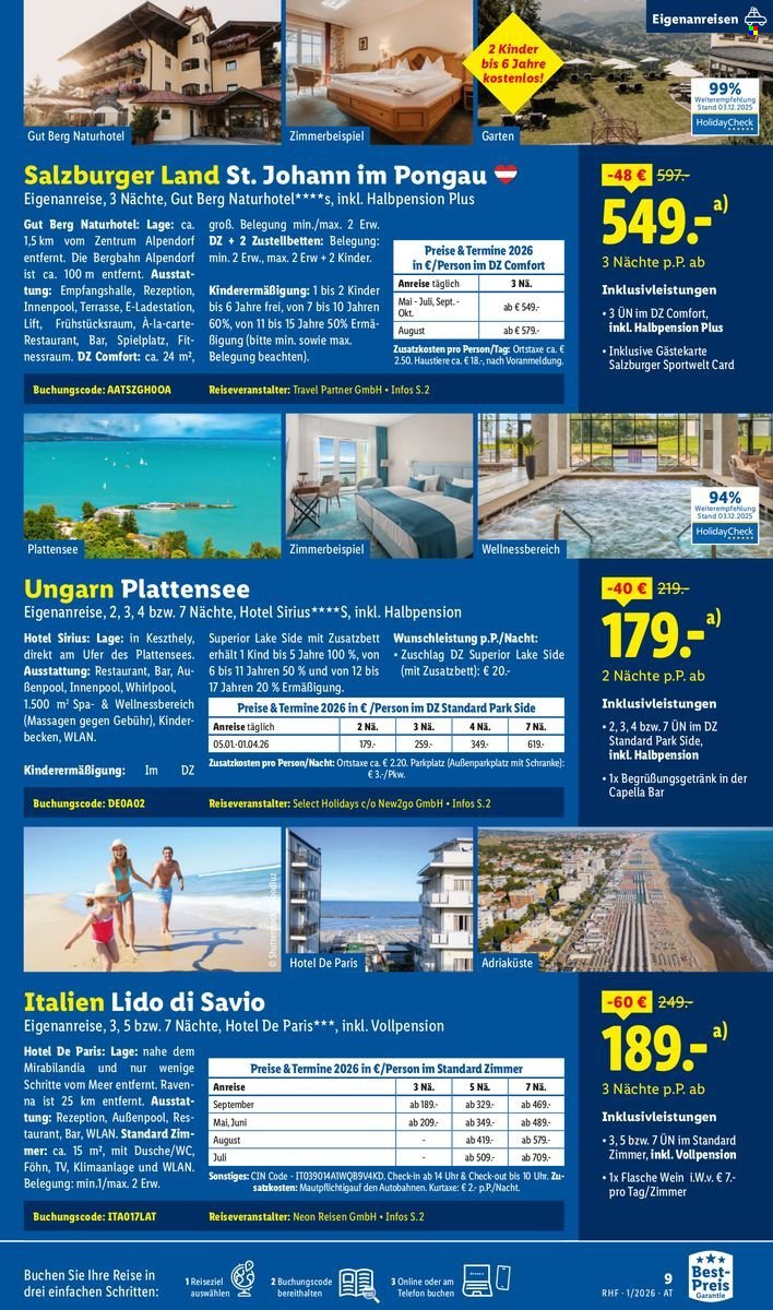LIDL Flugblatt - Jänner Reise-Highlights