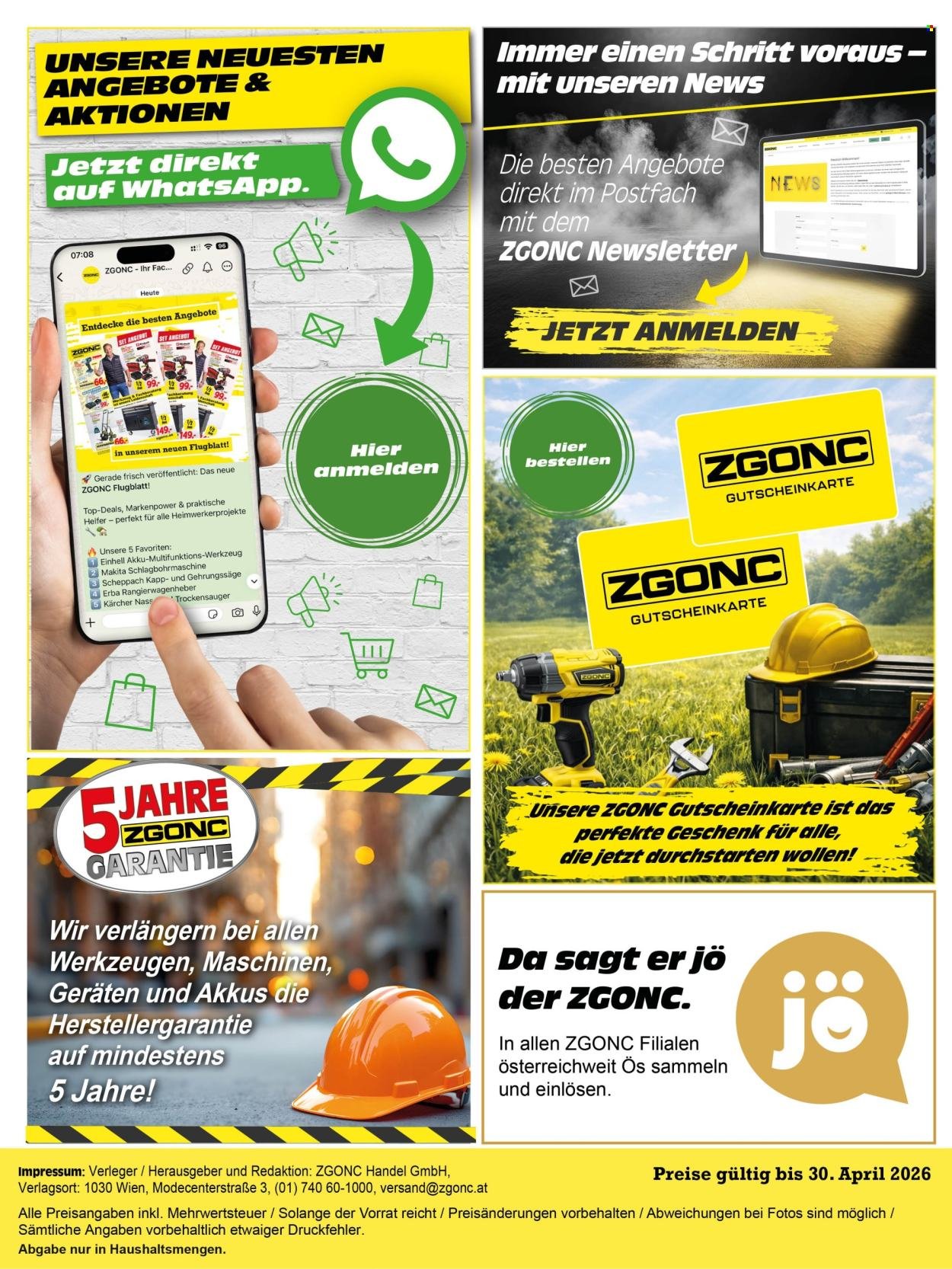ZGONC Flugblatt - Frühjahrsauftakt Garten & Pool