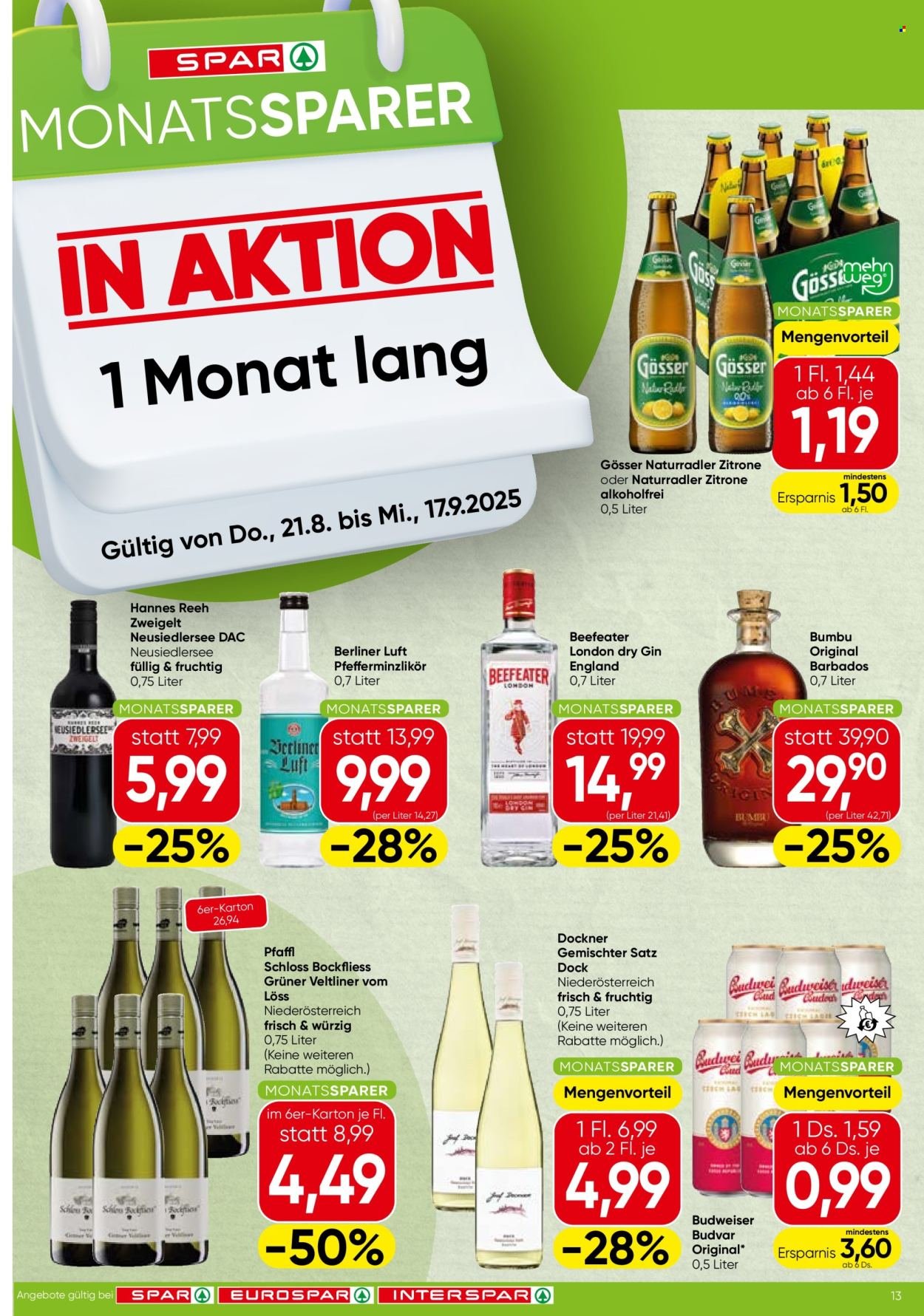 SPAR Flugblatt - Monatssparer KW 34 (2025-08-21 - 2025-09-17) | 1