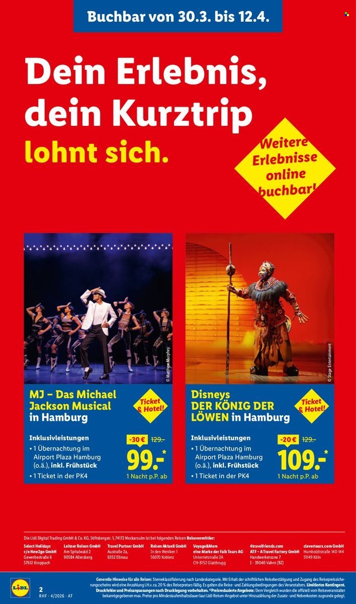 LIDL Flugblatt - April Reise-Highlights