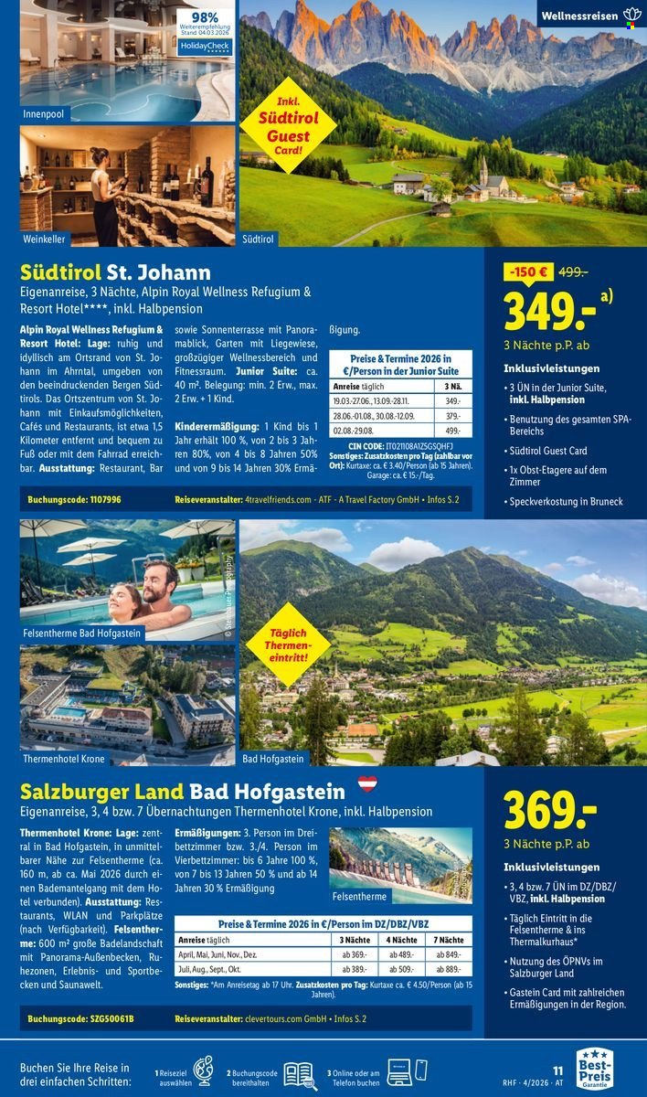 LIDL Flugblatt - April Reise-Highlights