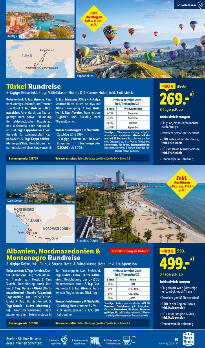 LIDL Flugblatt - April Reise-Highlights