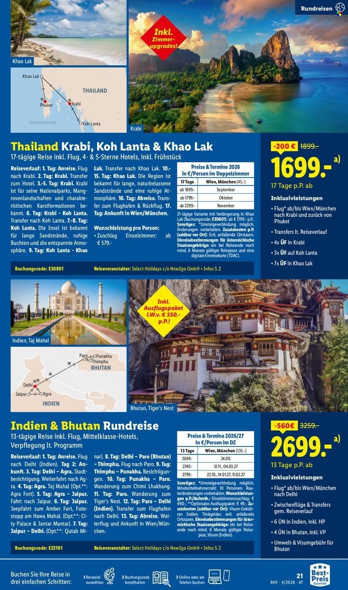 LIDL Flugblatt - April Reise-Highlights