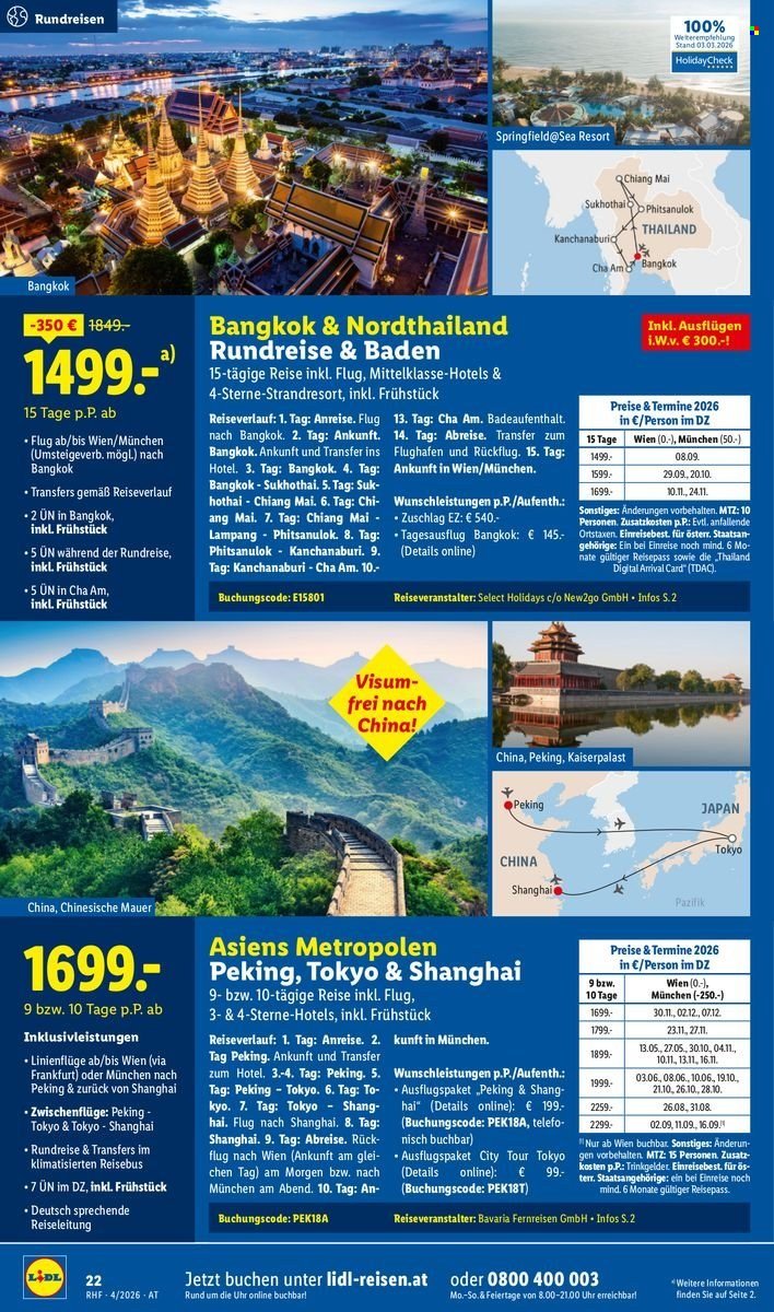 LIDL Flugblatt - April Reise-Highlights
