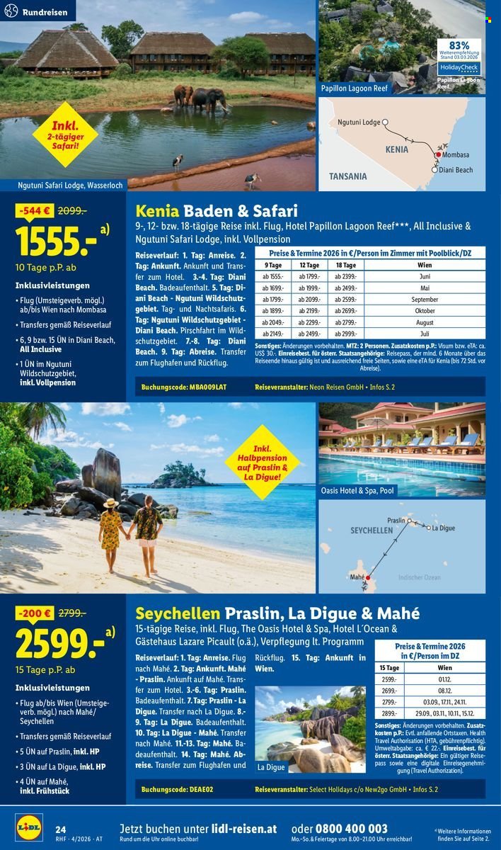 LIDL Flugblatt - April Reise-Highlights