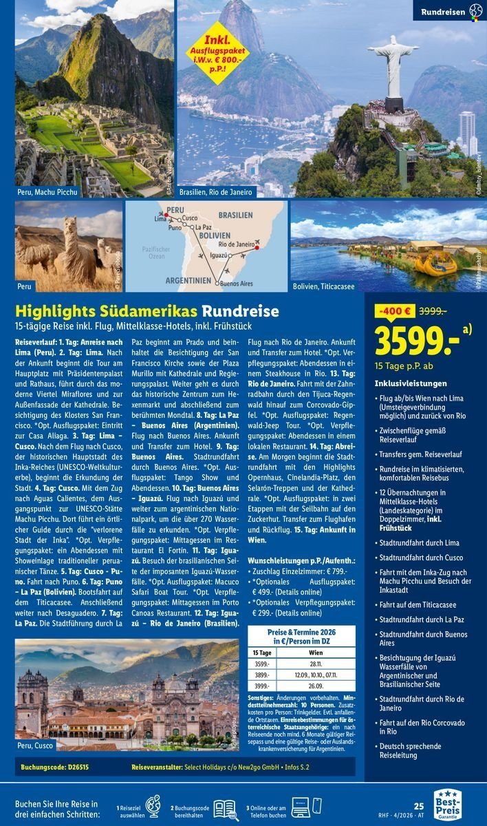 LIDL Flugblatt - April Reise-Highlights