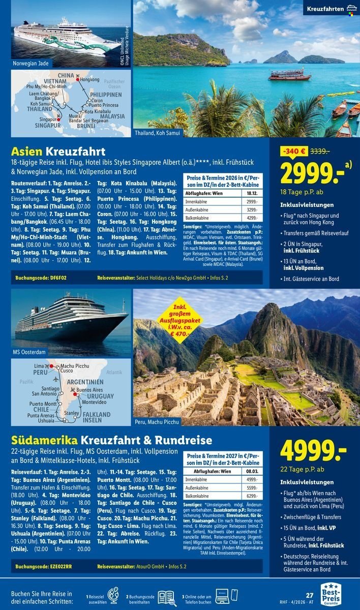 LIDL Flugblatt - April Reise-Highlights