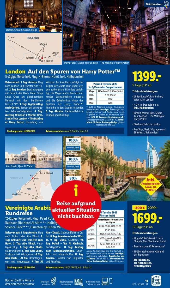 LIDL Flugblatt - Reisen - März/April Reise-Highlights