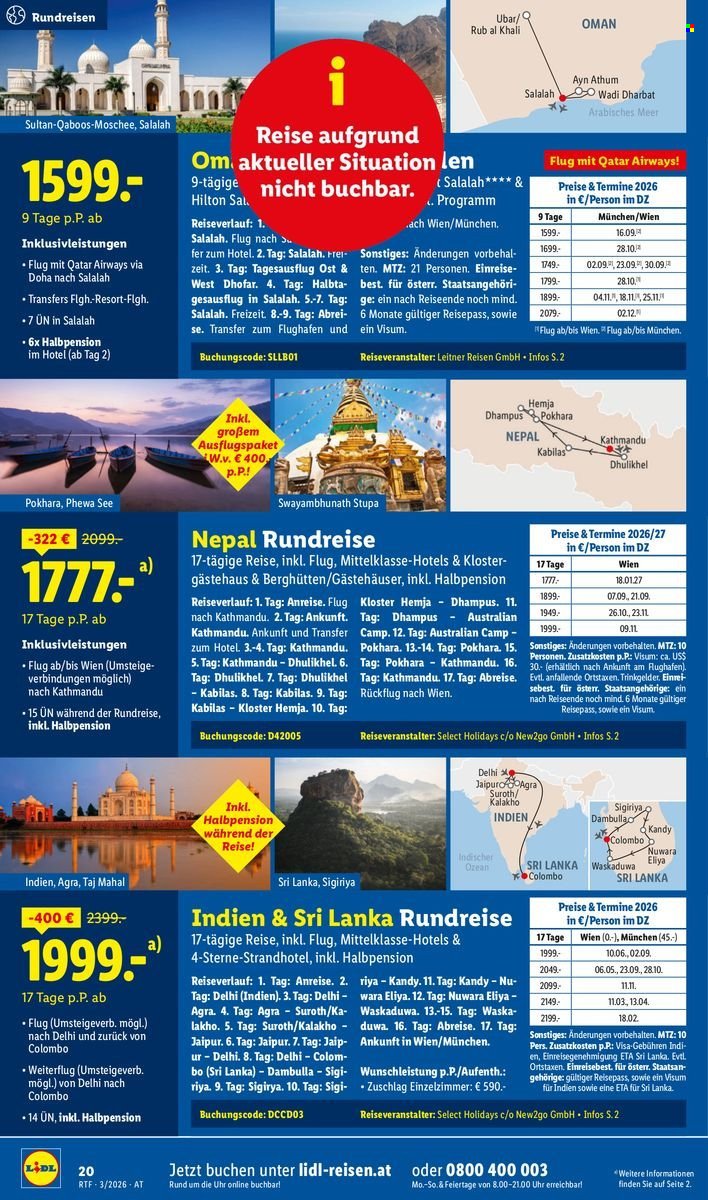 LIDL Flugblatt - Reisen - März/April Reise-Highlights