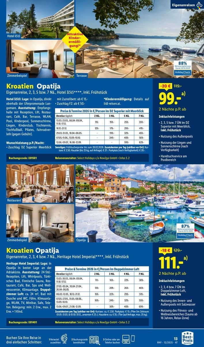 LIDL Flugblatt - Reisen - Dezember Reise-Highlights