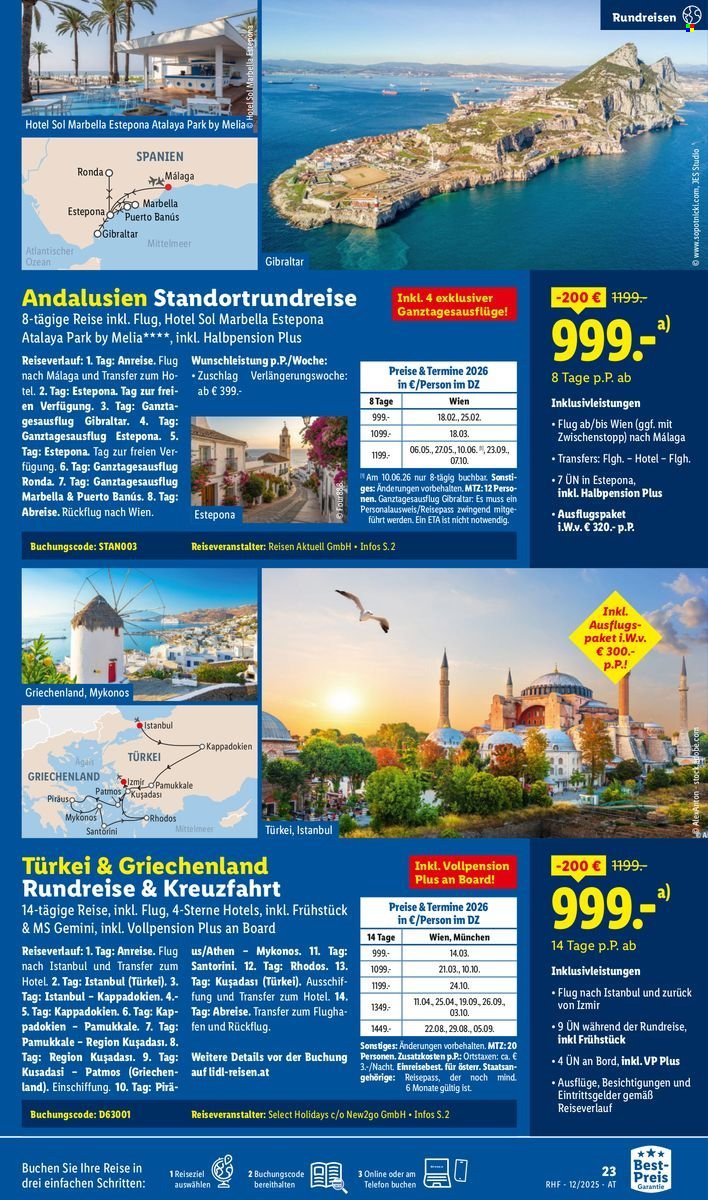 LIDL Flugblatt - Reisen - Dezember Reise-Highlights